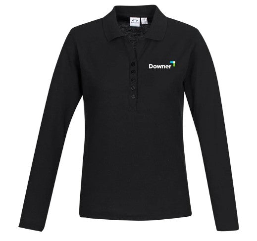 WOMENS CREW L-S POLO – BLACK