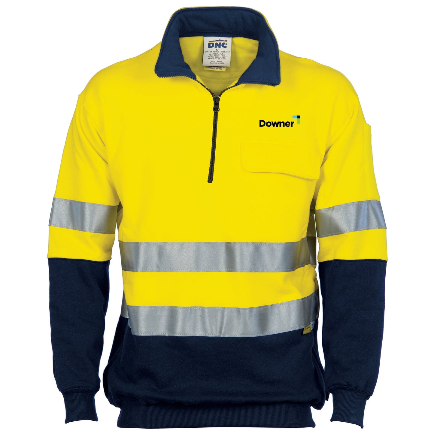 HiVis Ctn Fleece Taped - Yellow/Navy