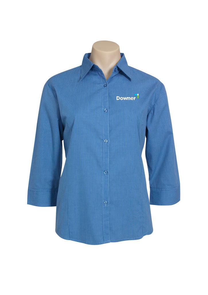 Micro Check Ladies 3-4 Shirt - Blue