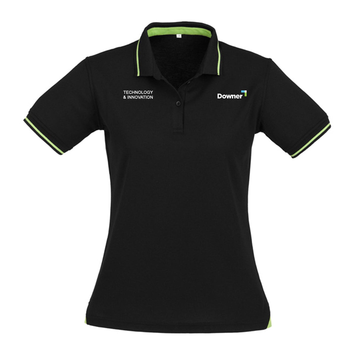 LADIES JET POLO - BLACK/BRIGHT GREEN