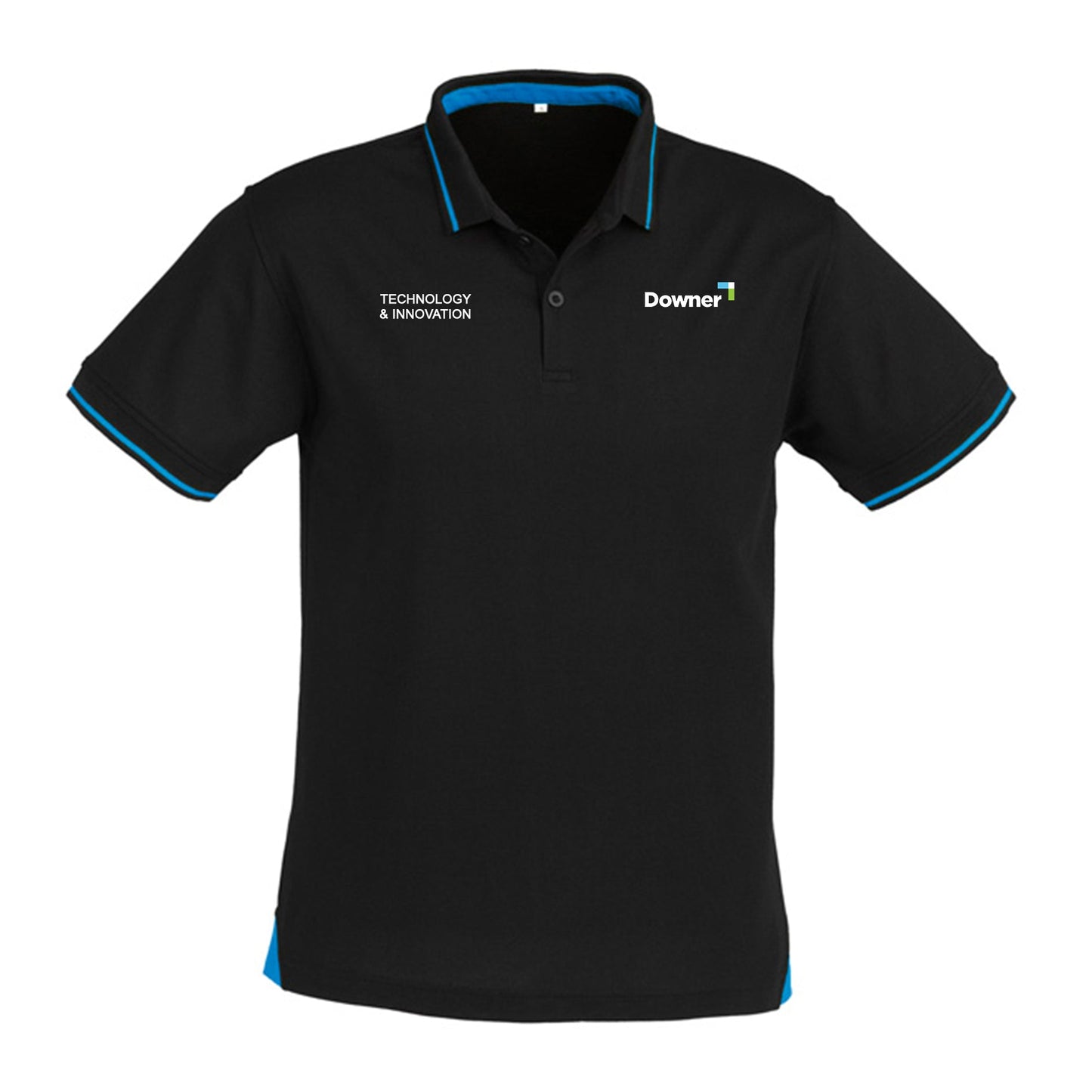 MENS JET POLO - BLACK/CYAN