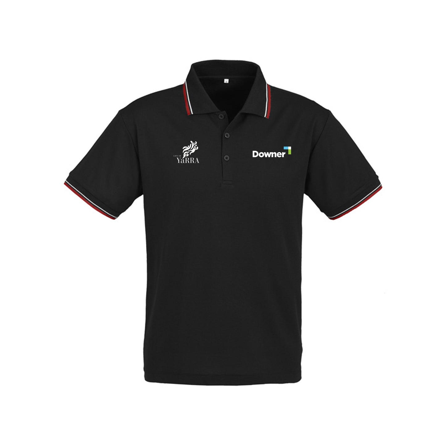 CAMBRIDGE MENS POLO - BLACK-RED-WHITE
