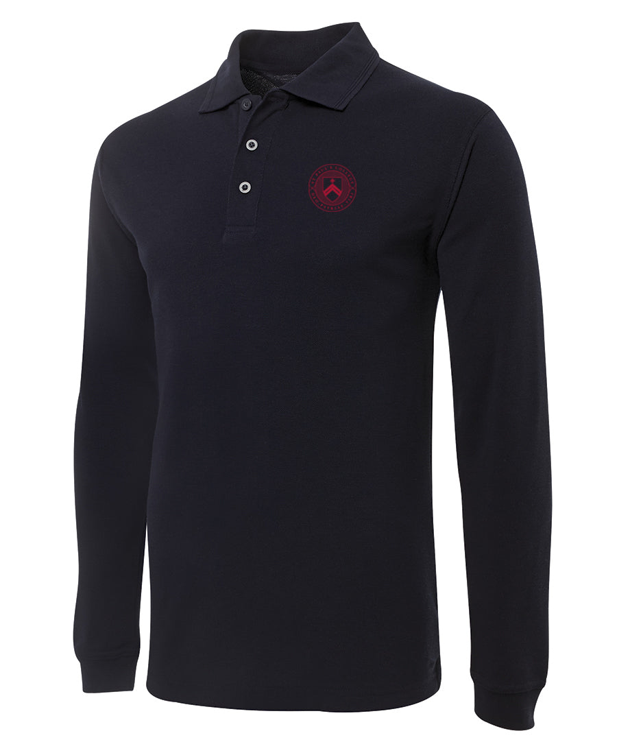 CREW M L-S Polo - BLACK