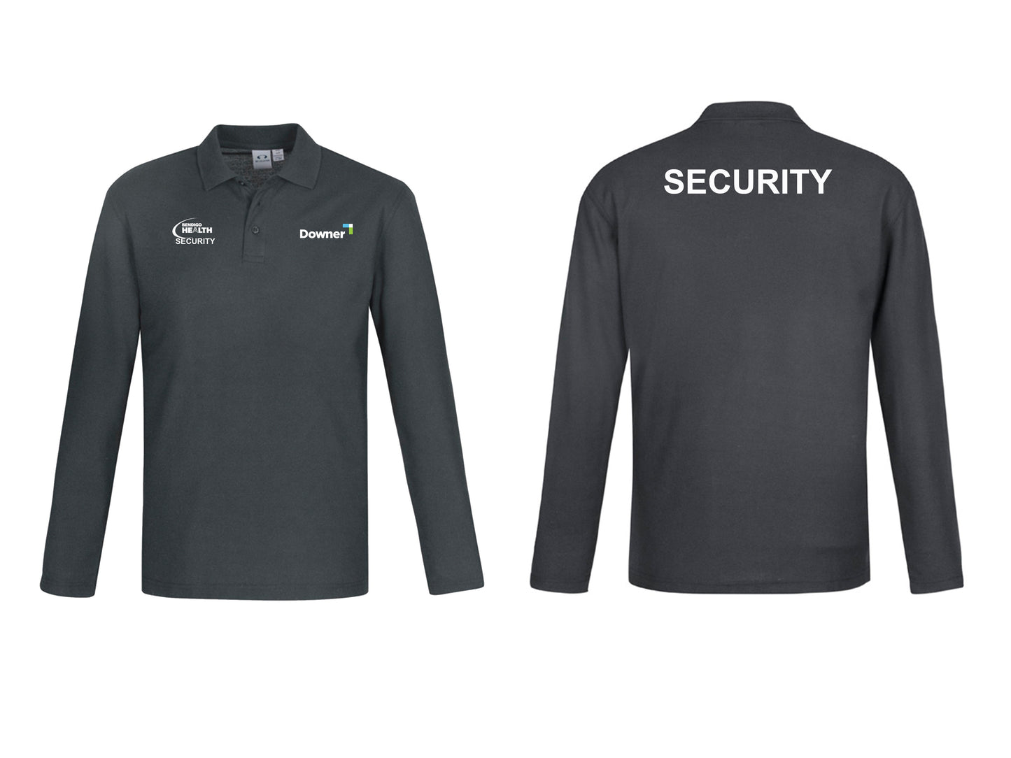 Mens Crew Long Sleeve Polo - CHARCOAL