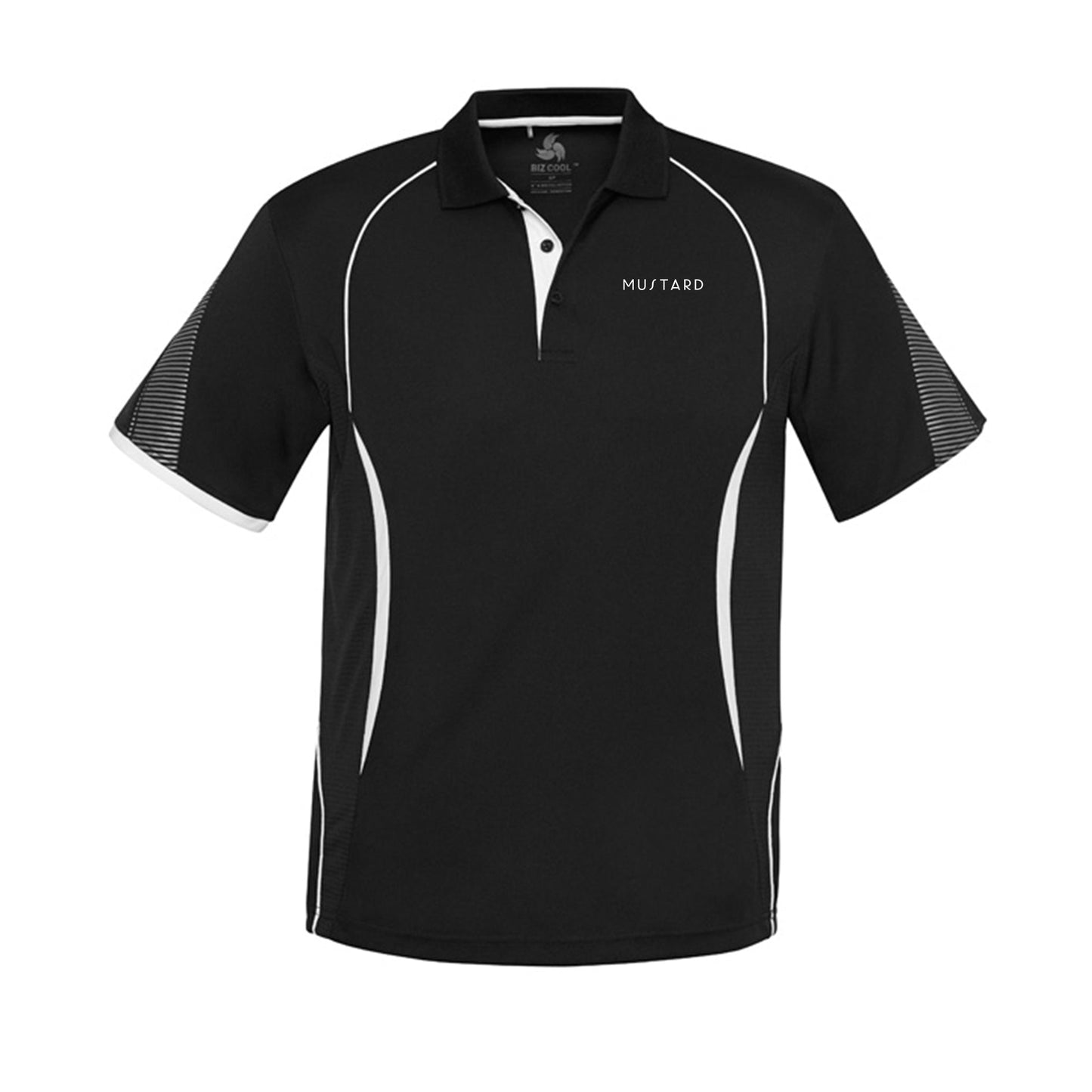 Mens Razor Short Sleeve Polo - BLACK/WHITE