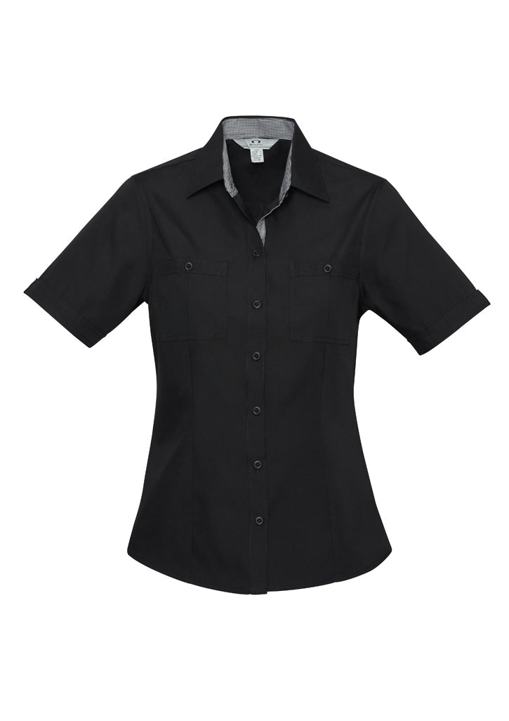 Bondi Ladies S-S Shirt - Black-Edge Check