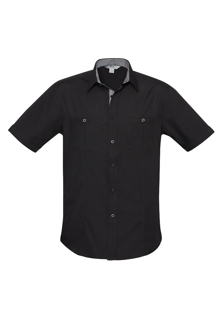 Bondi Mens S-S Shirt - Black-Edge Check