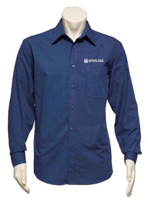 Micro Check Mens LS Shirt - NAVY
