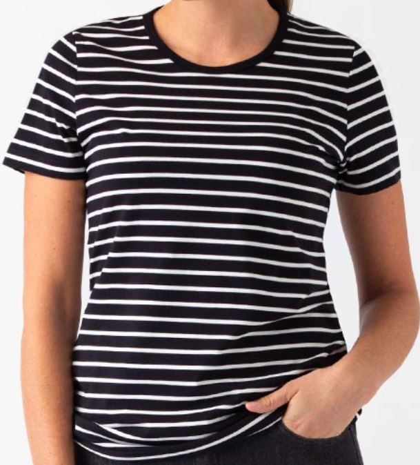 UNISEX STRIPED T Black & White - BLACK-WHITE