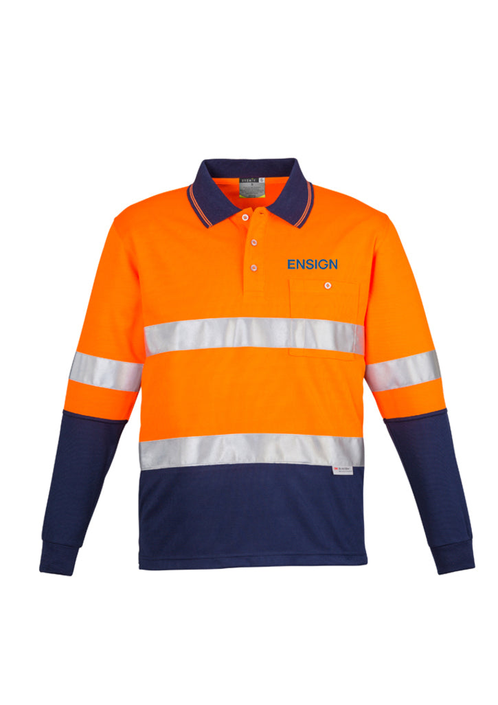 Day-Ngt Hooped L-S Polo - Orange-Navy