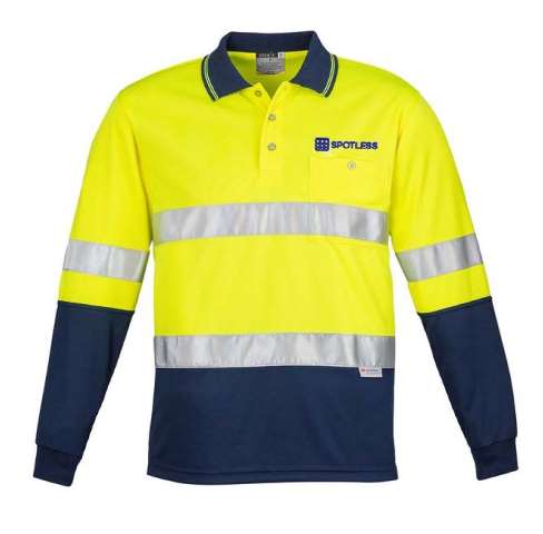 Day-Ngt Hooped L-S Polo - Yellow-Navy