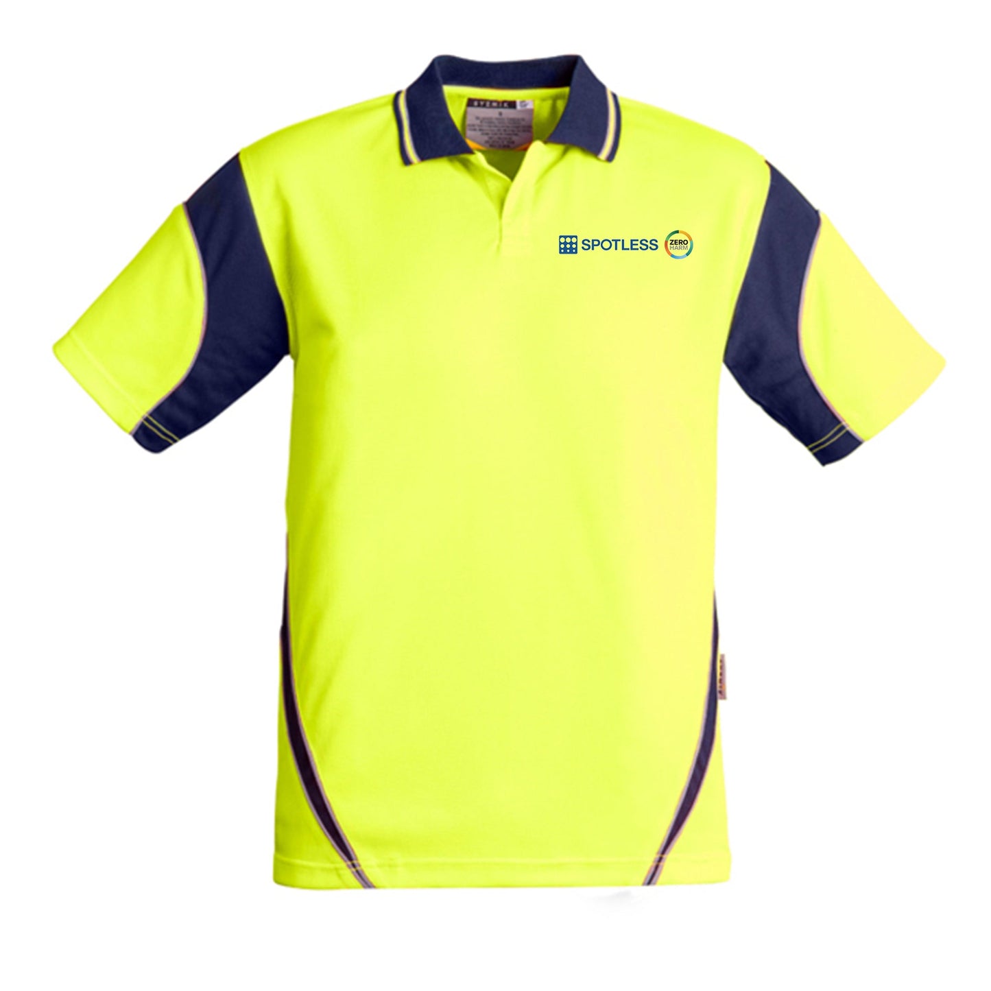 Mens Hi Vis Aztec Short Sleeve Polo - YELLOW/NAVY