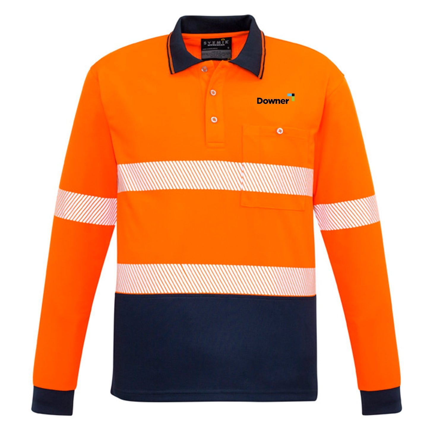 Segmented Polo L-S - Orange/Navy