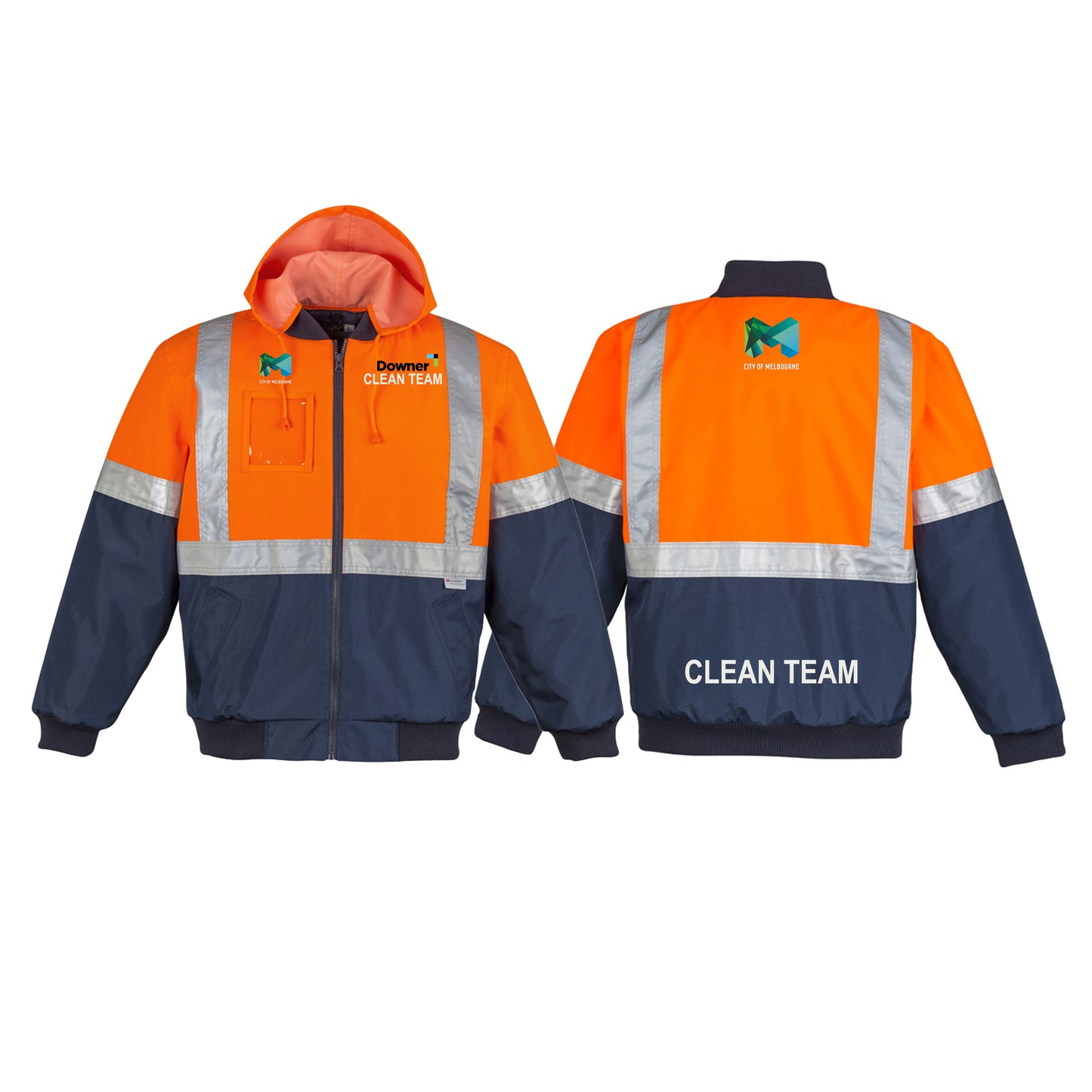Mens Hi Vis Quilted Flying Jacket - ORANGE/NAVY