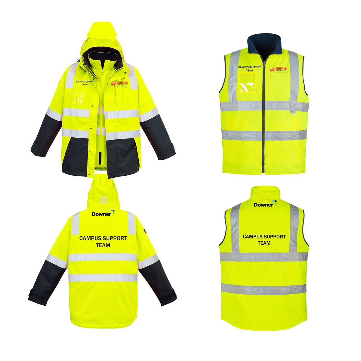 Hi Vis 4 In 1 Waterproof Jacket - Yellow/Navy