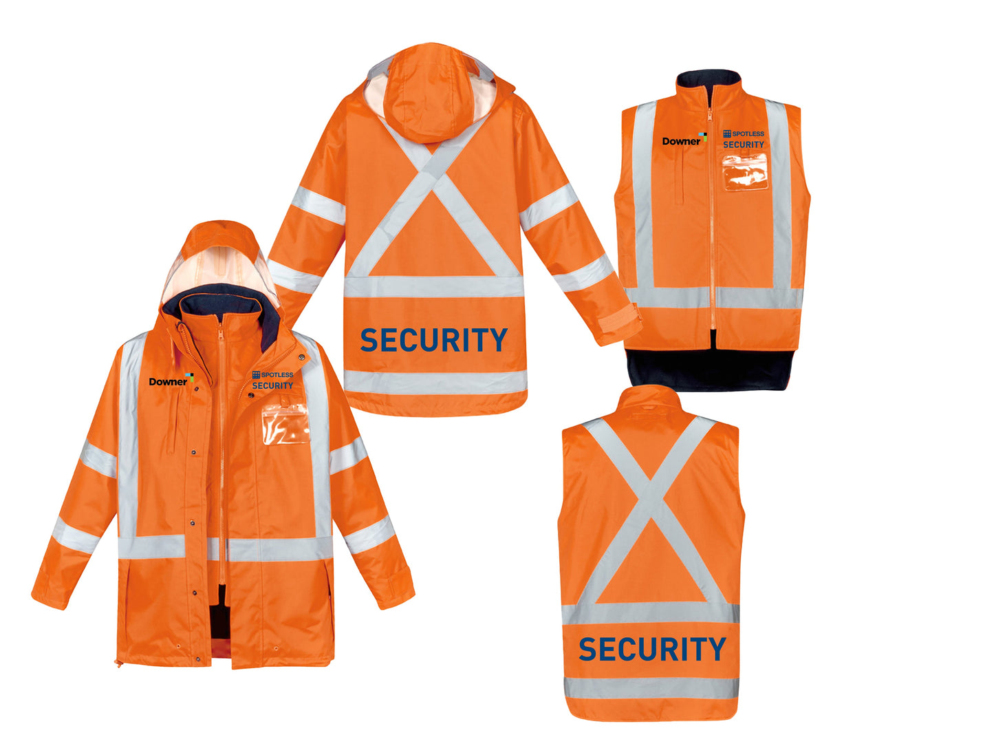 Hi Vis X Back Taped 4 in 1 Waterproof Jacket - ORANGE