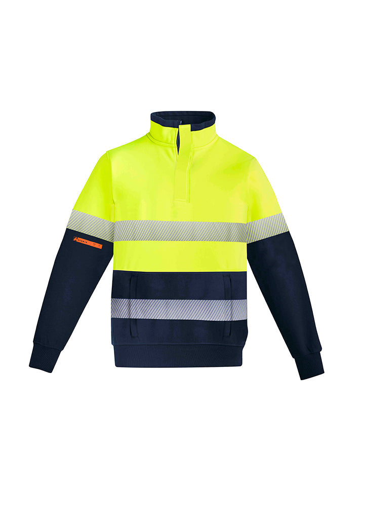 Mens Orange Flame HRC 2 Hoop Taped 1/4 Zip Brushed Fleece - YELLOW/NAVY