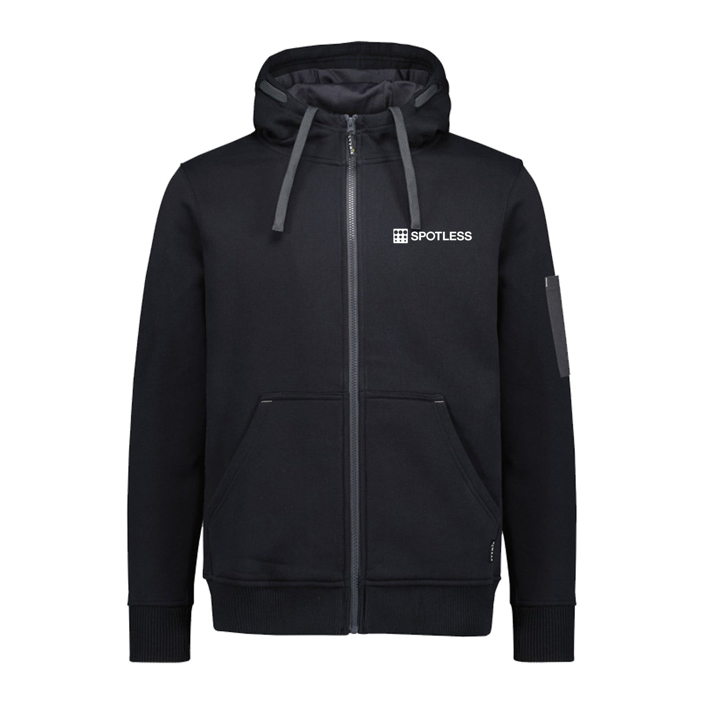 Unisex Zip Multi-Pkt Hoodie - BLACK/CHARCOAL