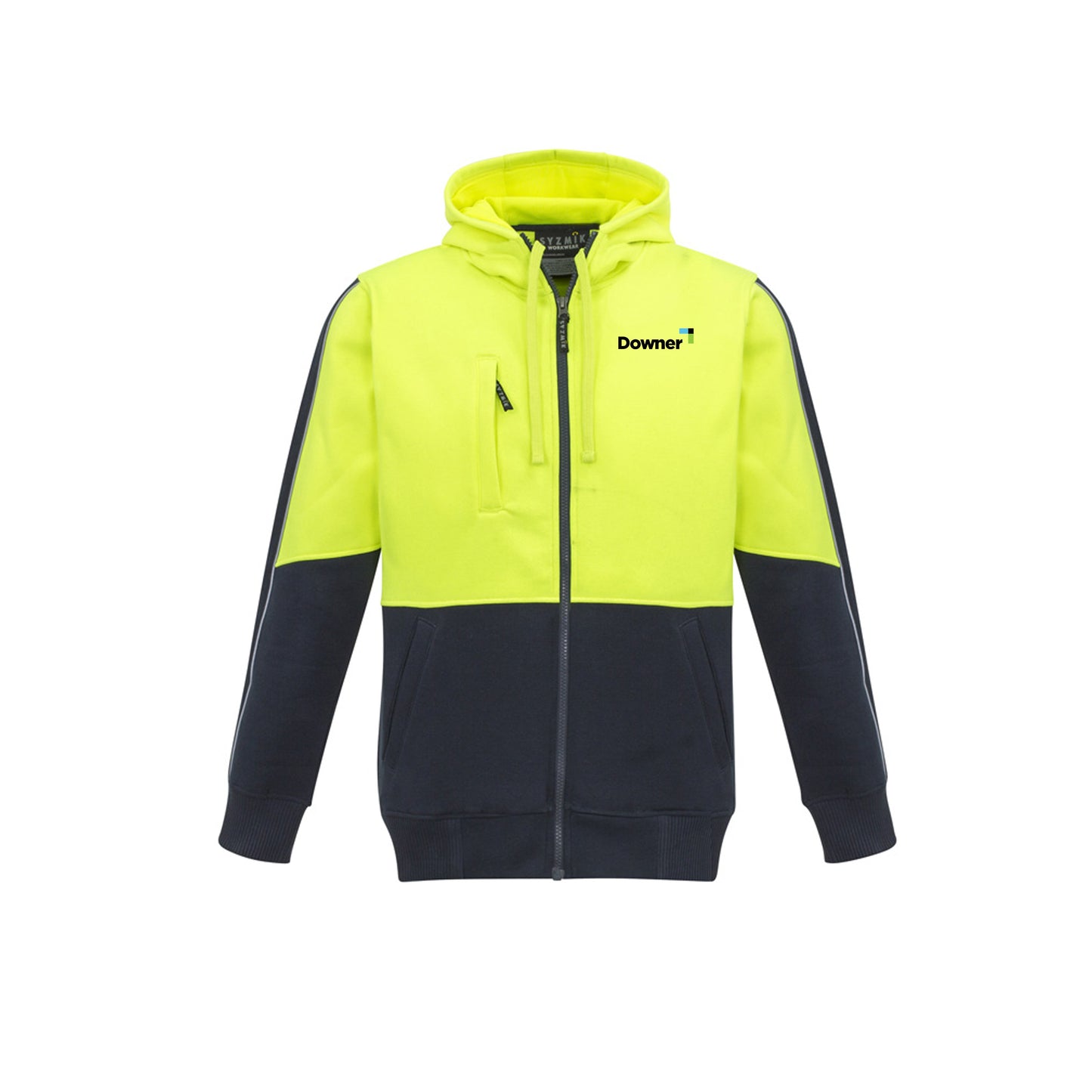 Zip Front Hoodie - Yellow/Navy