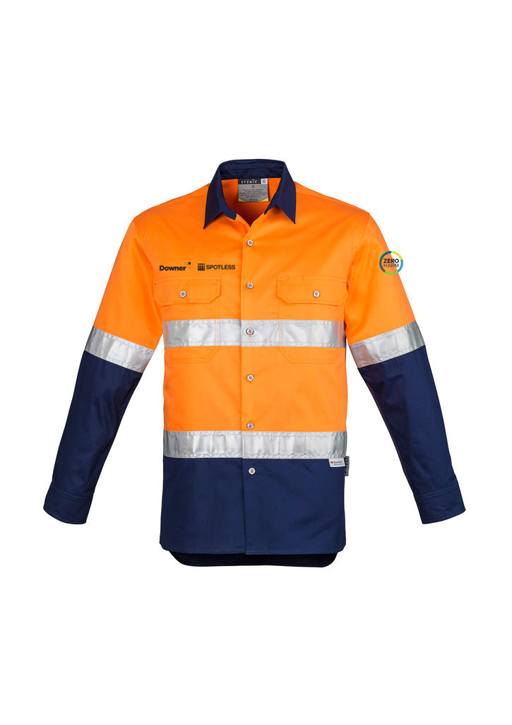 D-N Mens Hooped Shirt - Orange-Navy