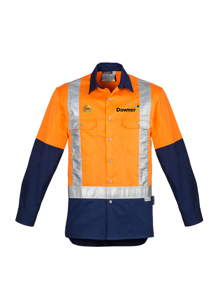 D-N Mens Shlder Shirt - Orange-Navy