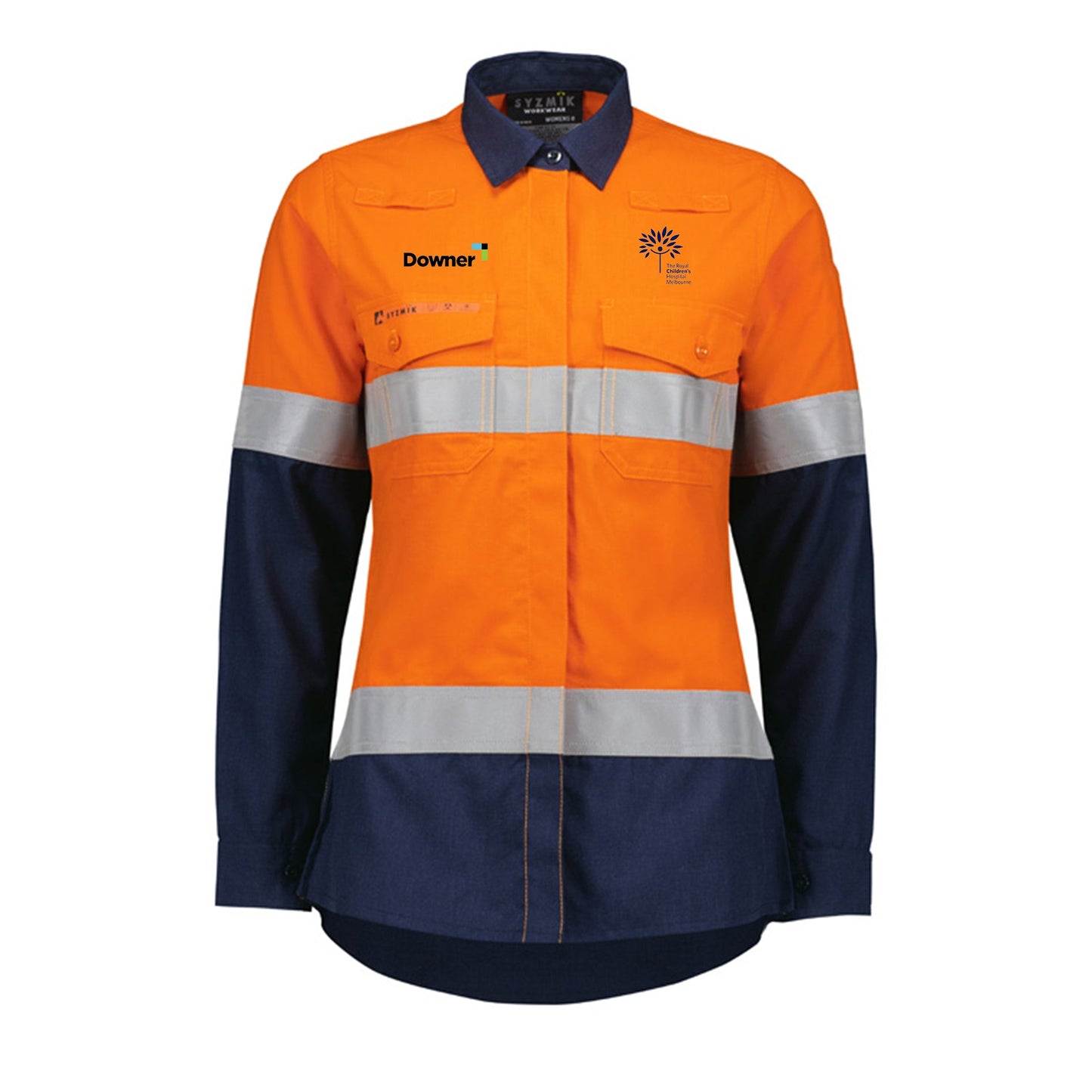 Womens Orange Flame Lightweight Ripstop Taped Shirt - ORANGE/NAVY