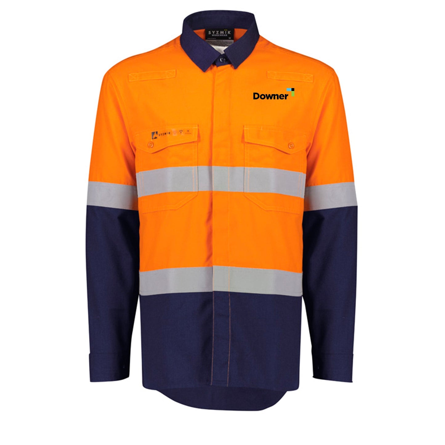 Mens FR Orange Flame Lightweight Ripstop Shirt - Hoop Taped - ORANGE/NAVY