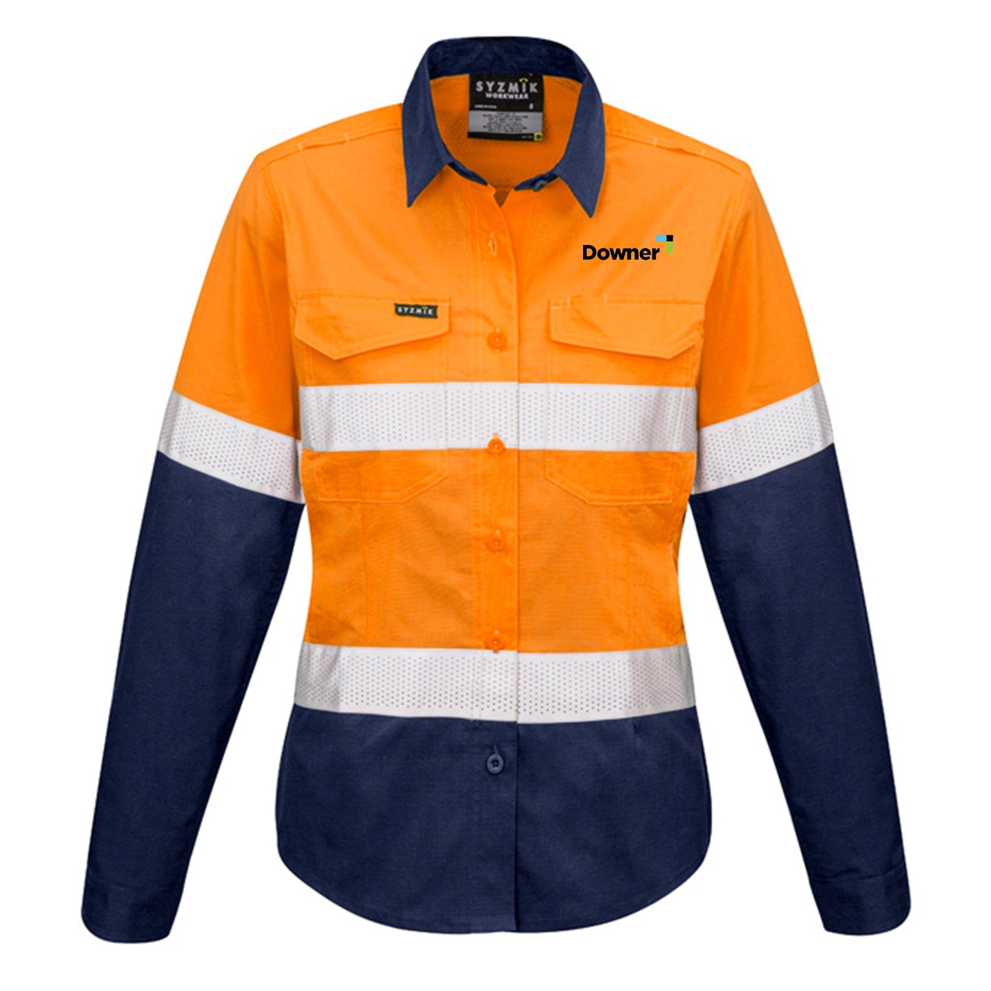 Womens L-S Taped Shirt - Orange/Navy