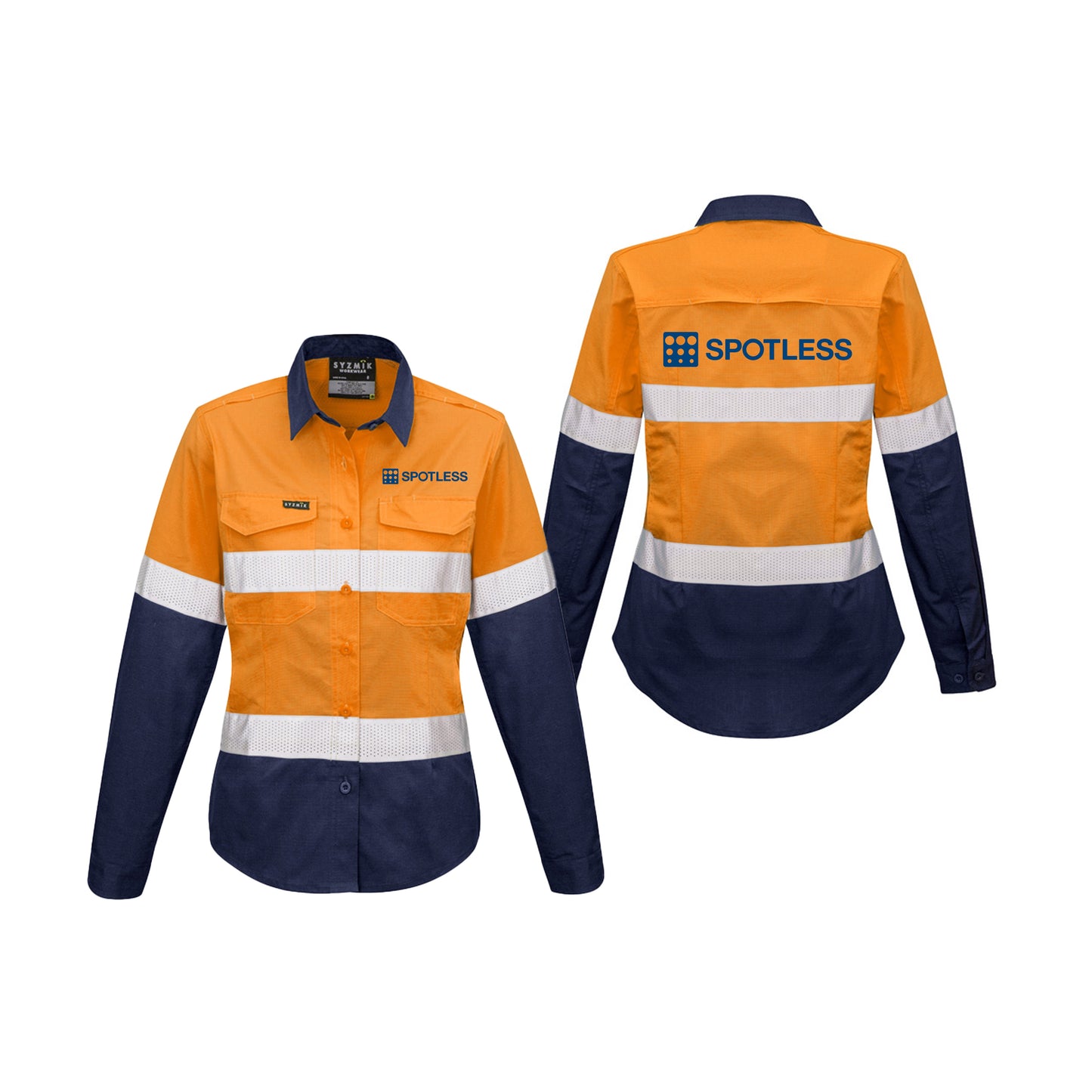 Womens L-S Taped Shirt - Orange/Navy
