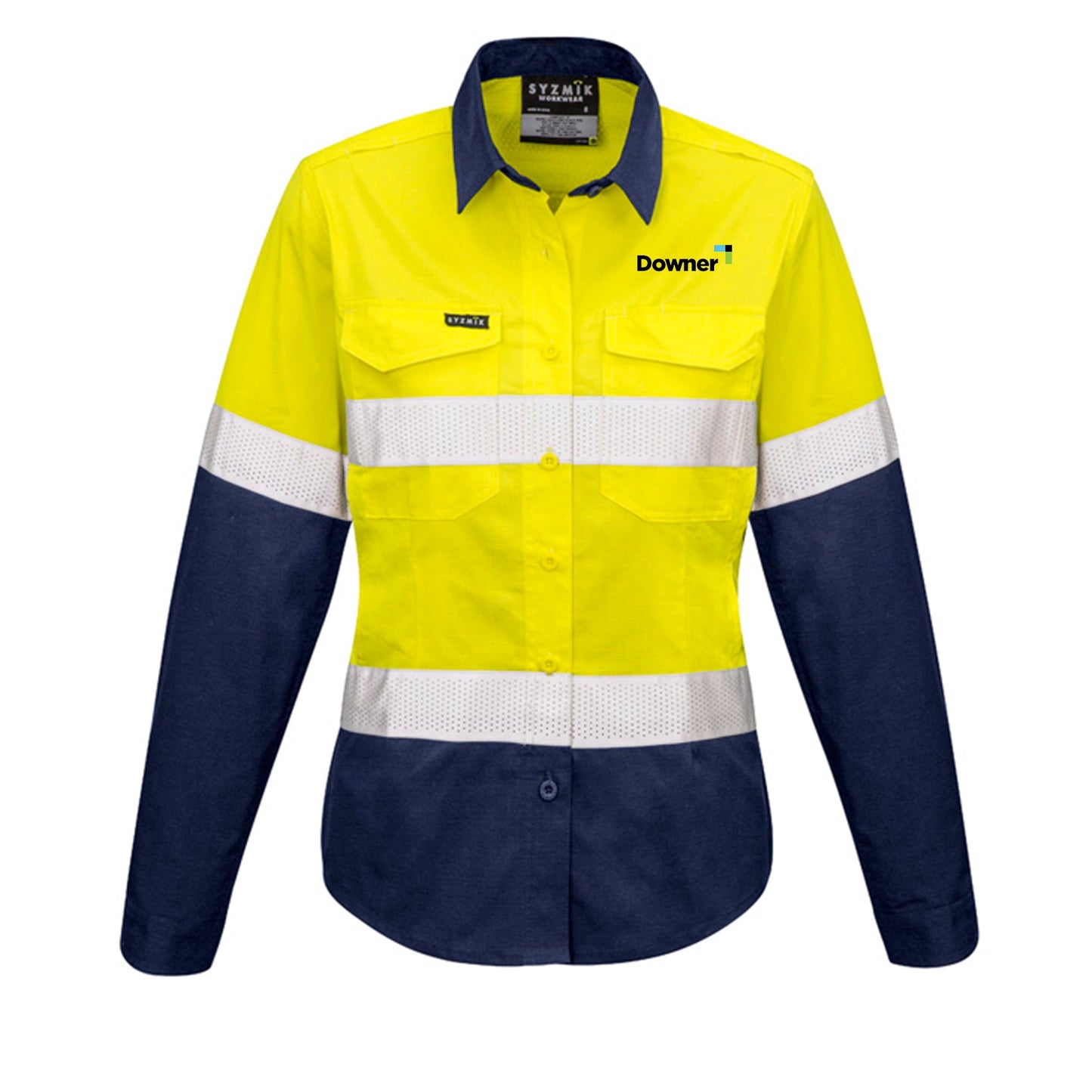 Womens L-S Taped Shirt - Yellow-Navy