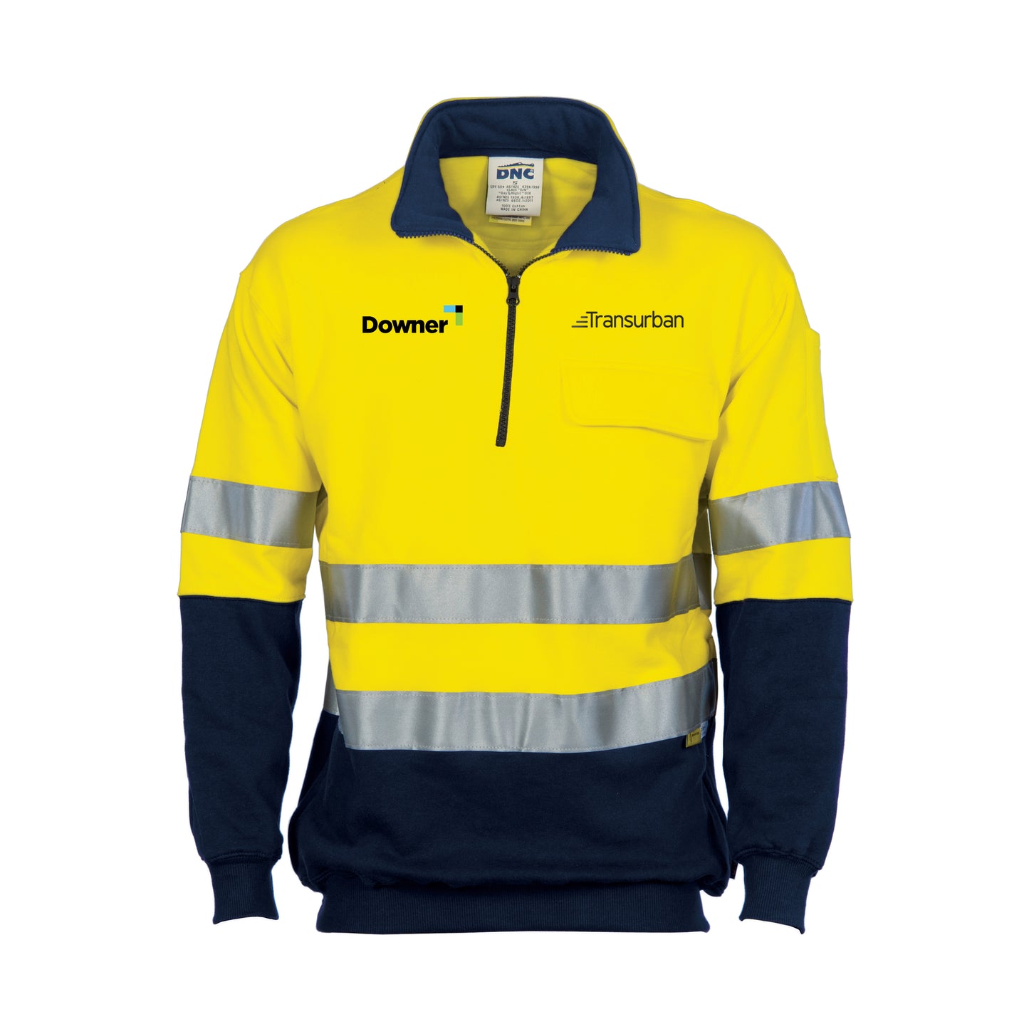 HiVis Ctn Fleece Taped  - Yellow-Navy