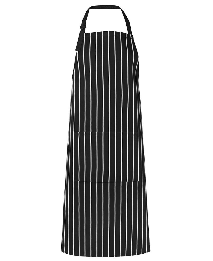 Apron Bib Striped with Pocket - BLACK-WHITE