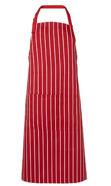 Apron Bib Striped with Pocket - Red-White