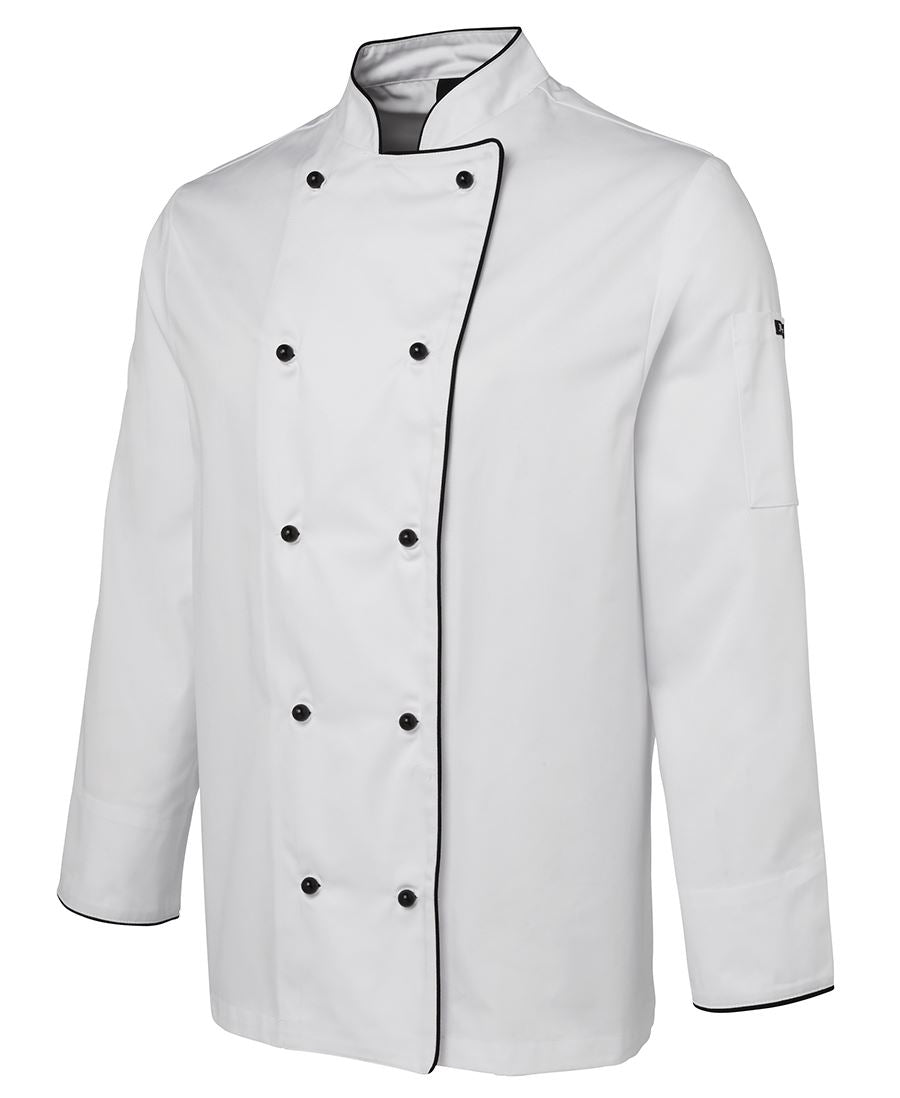 Chefs Jacket L-S - WHITE-BLACK