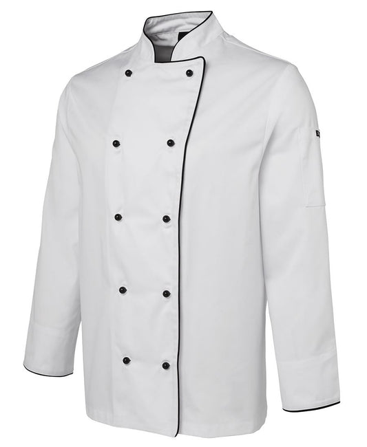 Chefs Jacket L-S - WHITE-BLACK
