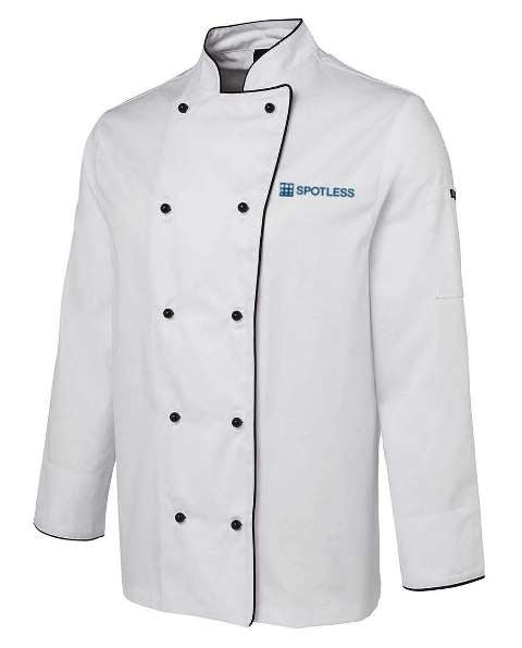 Chefs Jacket L-S - WHITE-BLACK
