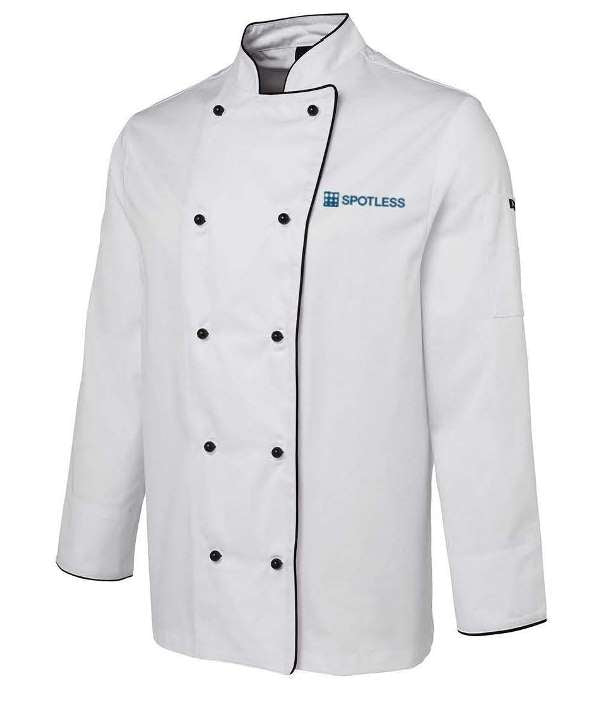 Chefs Jacket L-S - WHITE-BLACK