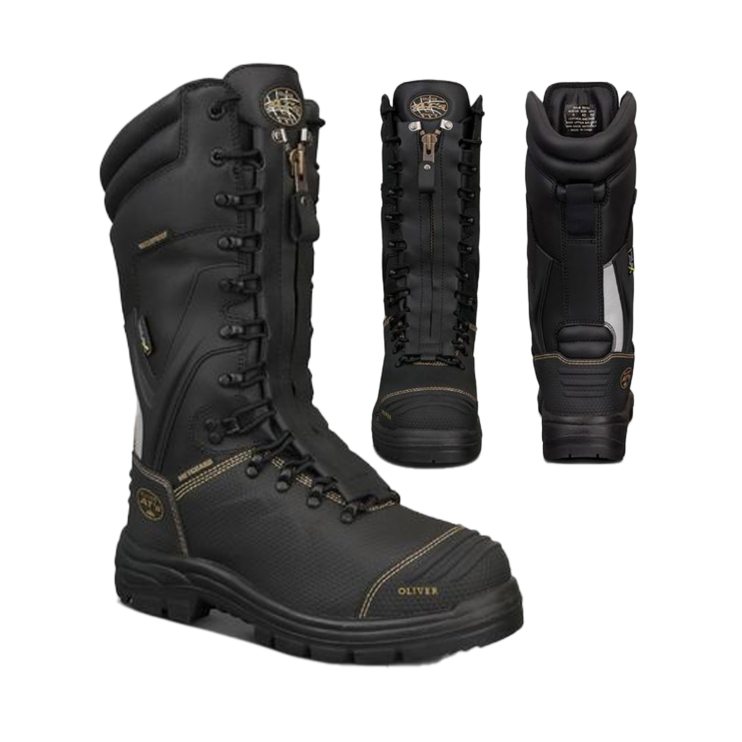 Oliver 350mm Laced In Zip Mining Boot - BLACK