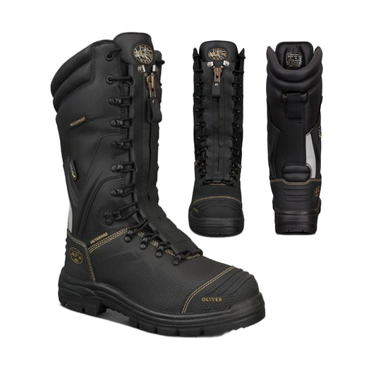Oliver 350mm Laced In Zip Mining Boot - BLACK
