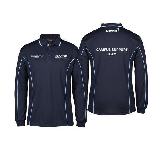 Long Sleeve Piping Polo – Navy/Sky
