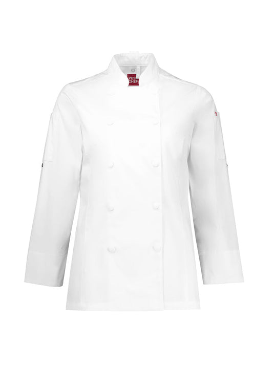 Womens Gusto Long Sleeve Chef Jacket - WHITE