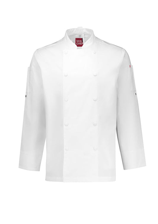 Mens Gusto Long Sleeve Chef Jacket - WHITE