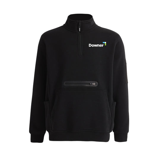 Unisex Premium Fleece Half Zip Jumper - BLACK