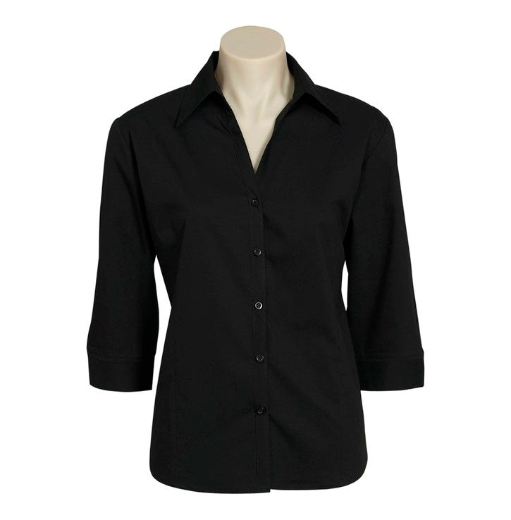 LADIES 3-4 METRO SHIRT         - BLACK