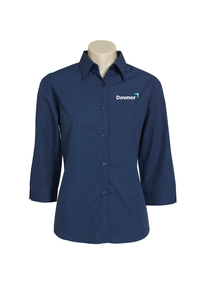 Micro Check Ladies 3-4 Shirt - Navy