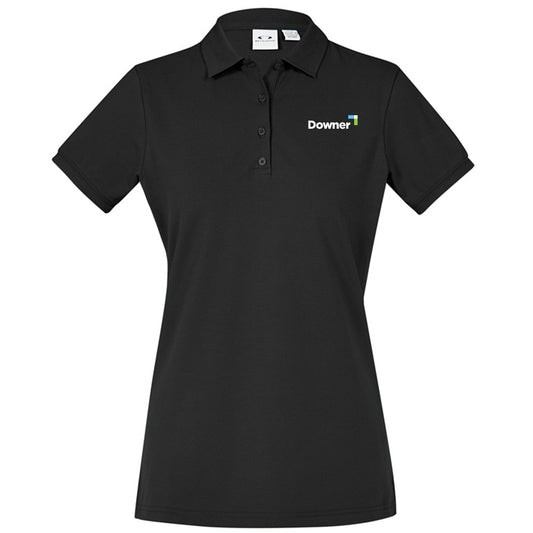 Womens City Short Sleeve Polo   - BLACK