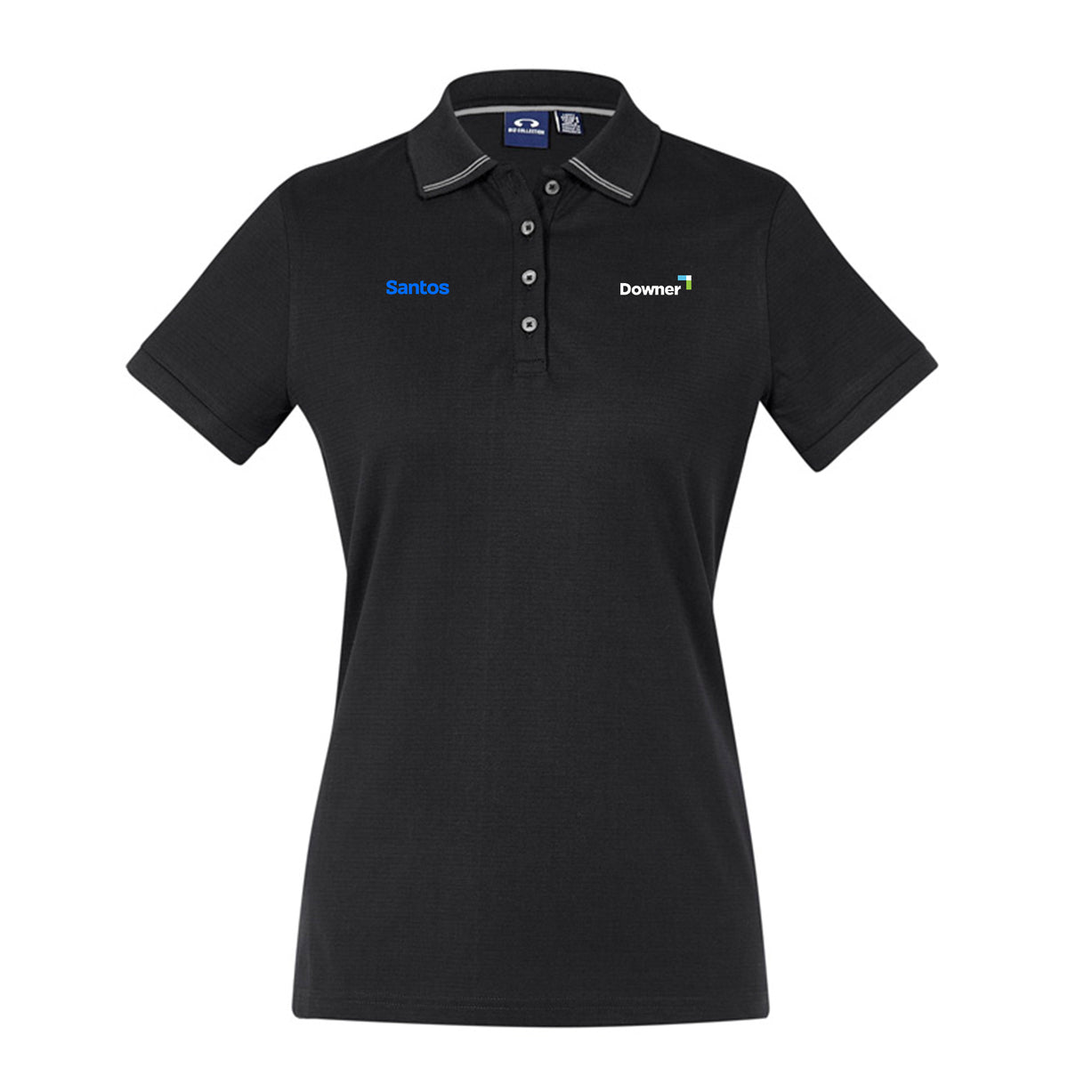Aston Womens Short Sleeve Polo - BLACK/SILVER GREY