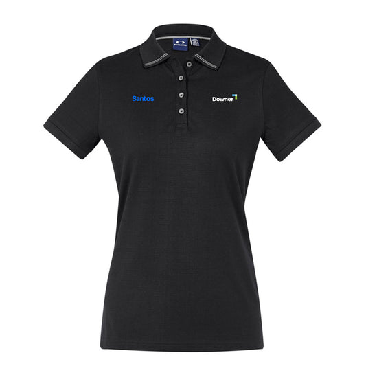 Aston Womens Short Sleeve Polo - BLACK/SILVER GREY