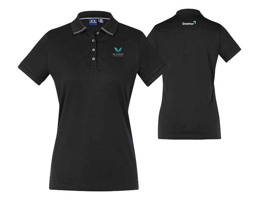 Womens Aston Short Sleeve Polo - BLACK/SILVER