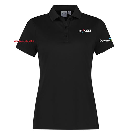 Womens Action Short Sleeve Polo - BLACK